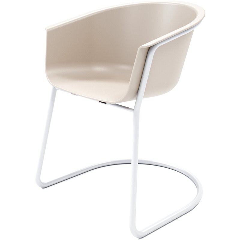 Olio Designs Tee Plastic Sled Base Arm Chair in Moonbeam and Silver