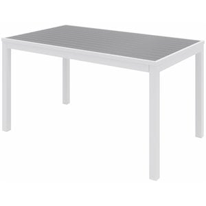 Olio Designs Ivy 32&quot x 55&quot Aluminum Patio Dining Table in Gray and White