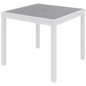 Olio Designs Ivy 35&quot Square Aluminum Patio Dining Table in Gray and White