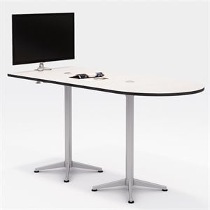 Olio Designs 36&quot x 84&quot Horseshoe Bar Height Work Table in Gray and Silver