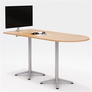 Olio Designs 36&quot x 84&quot Horseshoe Bar Height Work Table in Natural and Silver