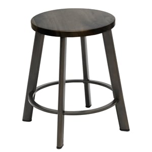 KFI Metro 18in H Stool - Barnwood Wood Seat