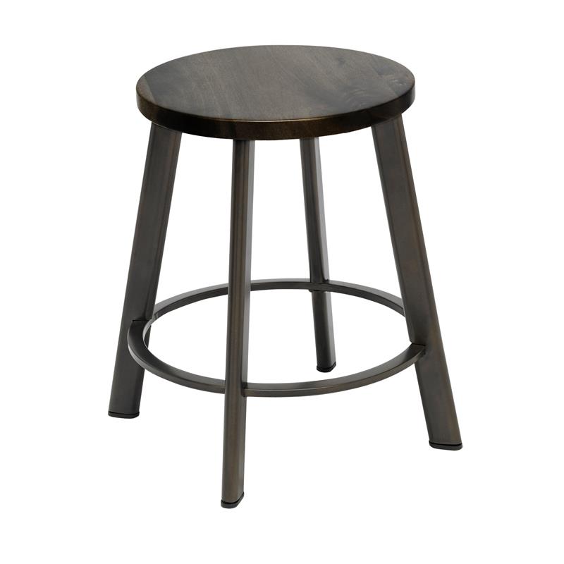 KFI Metro 18in H Stool - Barnwood Wood Seat