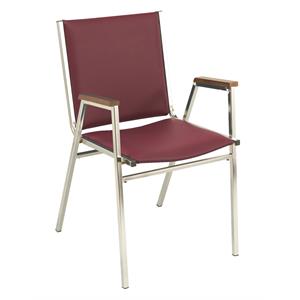kfi 411 stacking chair - burgundy vinyl - 1in thick seat