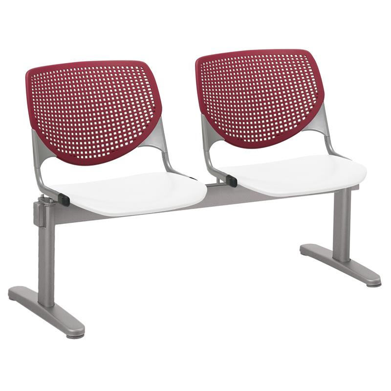 KFI KOOL 2 Seats Reception Bench - Burgundy Backs - White Seats