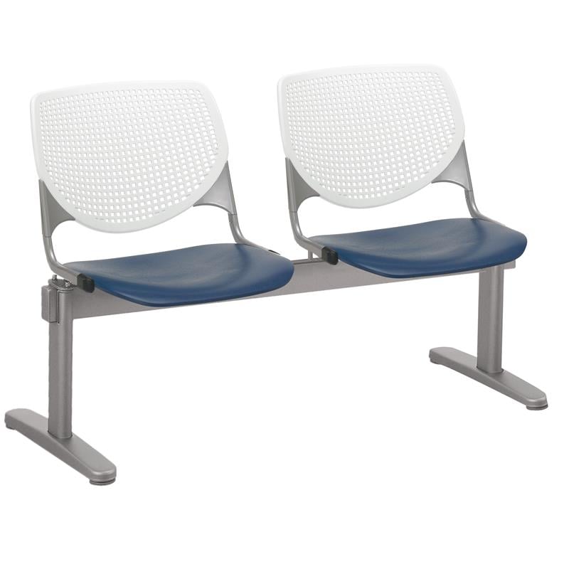 KFI KOOL 2 Seats Reception Bench - White Backs - Navy Seats