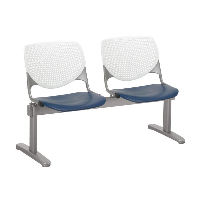 KFI KOOL 2 Seats Reception Bench - White Backs - Navy Seats