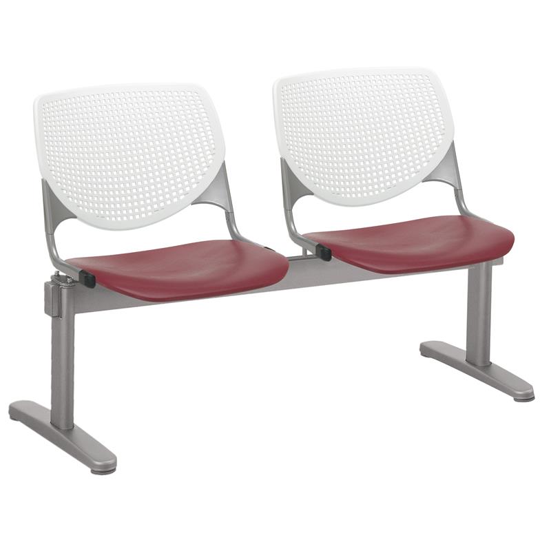 KFI KOOL 2 Seats Reception Bench - White Backs - Burgundy Seats