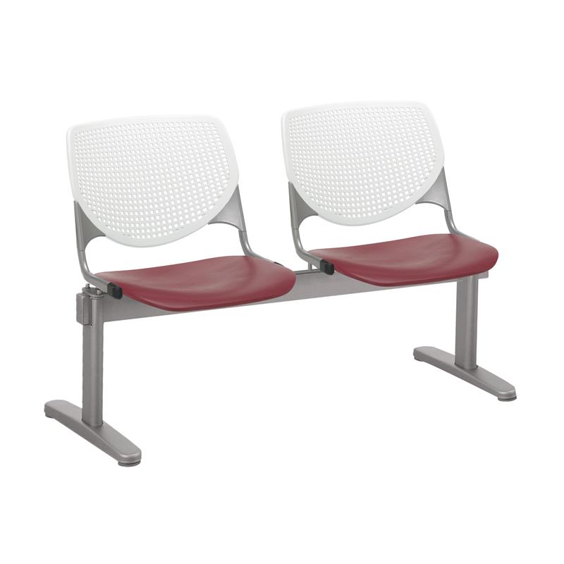 KFI KOOL 2 Seats Reception Bench - White Backs - Burgundy Seats