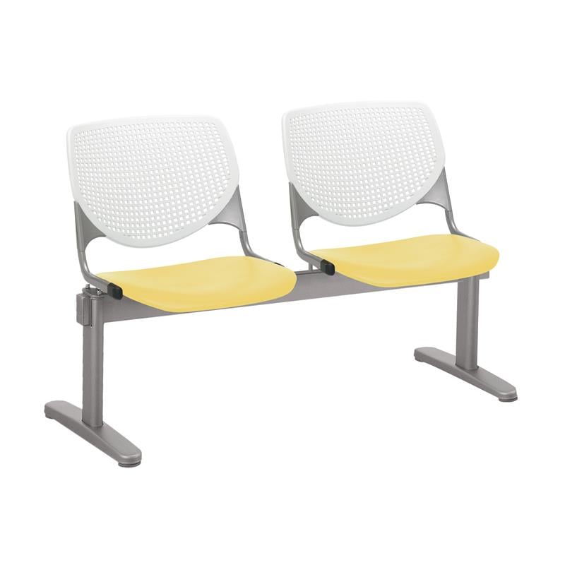 KFI KOOL 2 Seats Reception Bench - White Backs - Yellow Seats