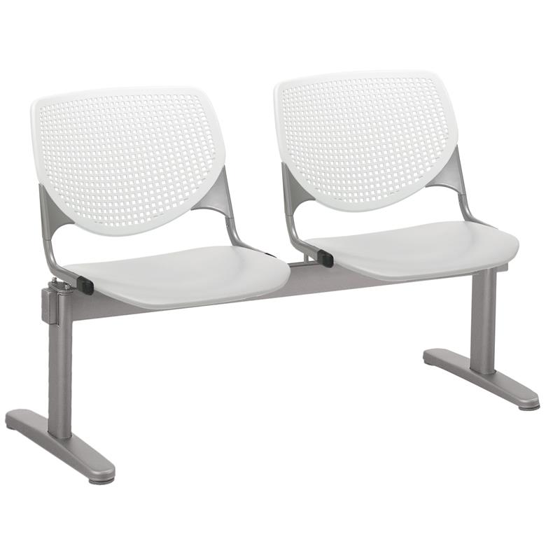 KFI KOOL 2 Seats Reception Bench - White Backs - Light Gray Seats