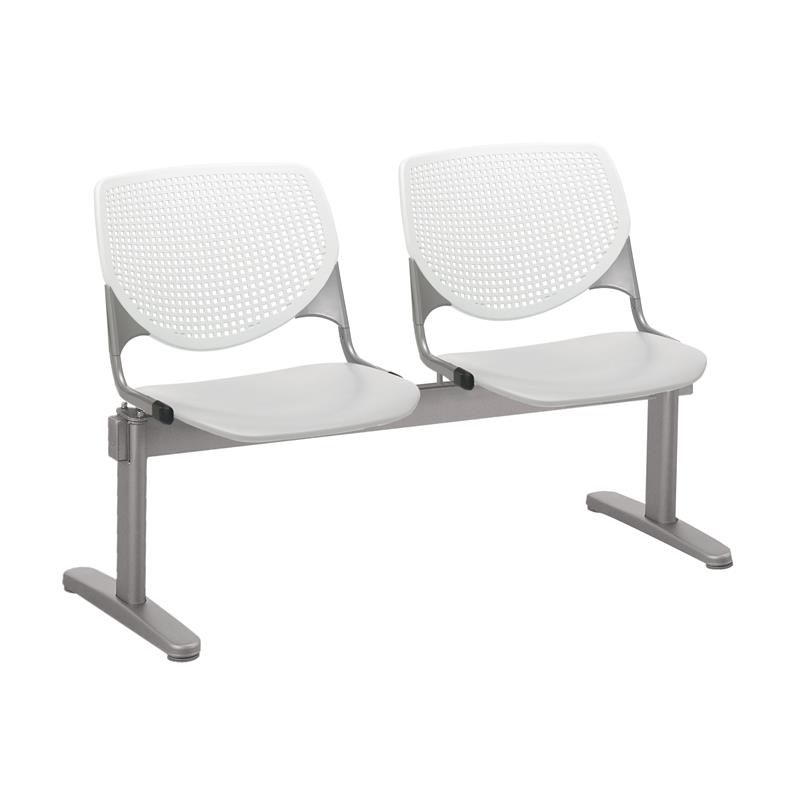 KFI KOOL 2 Seats Reception Bench - White Backs - Light Gray Seats