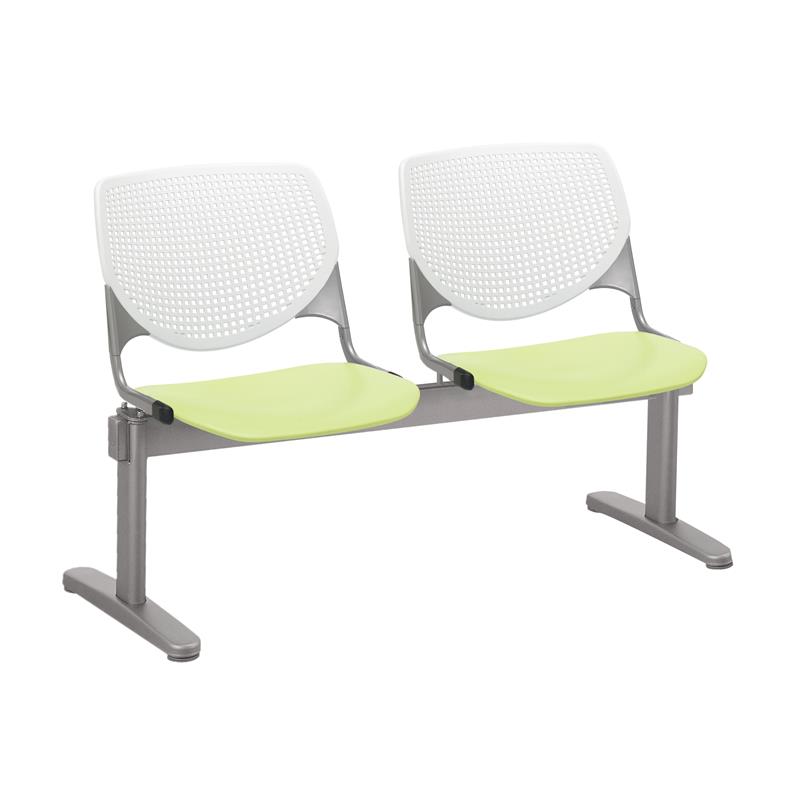KFI KOOL 2 Seats Reception Bench - White Backs - Lime Green Seats