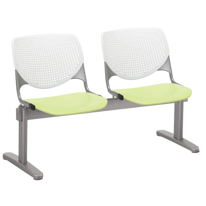 KFI KOOL 2 Seats Reception Bench - White Backs - Lime Green Seats