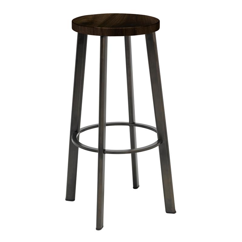 KFI Metro Barstool - 30in H - Barnwood Wood Seat