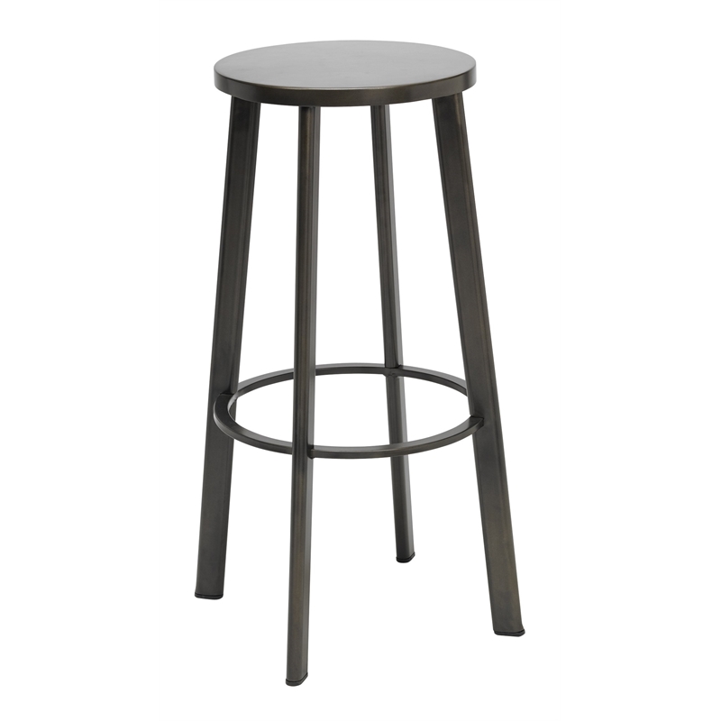 KFI Metro Barstool - 30in H - Steel(Silver) Seat