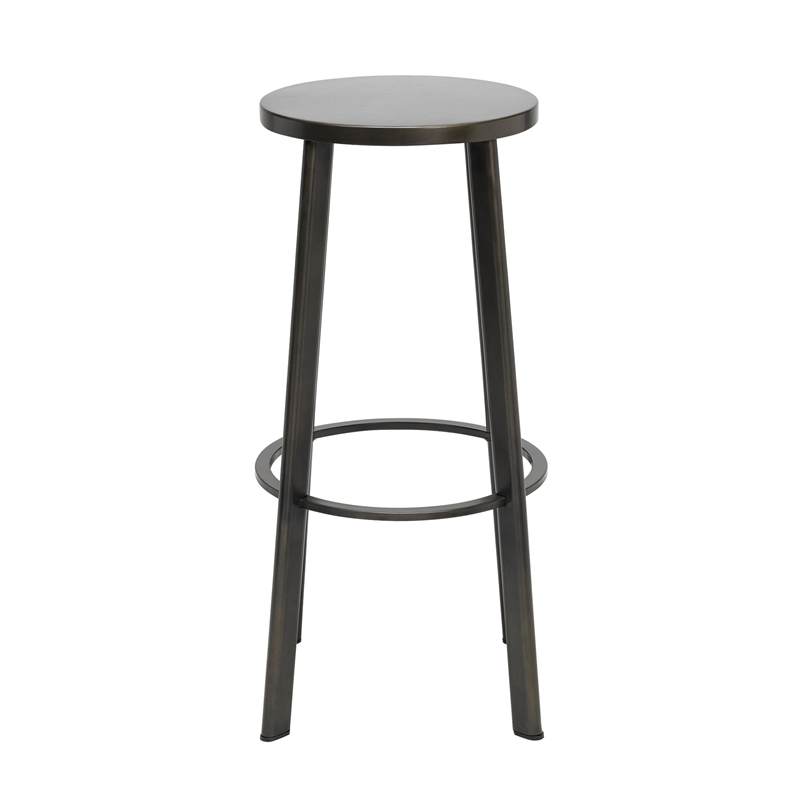 KFI Metro Barstool - 30in H - Steel(Silver) Seat