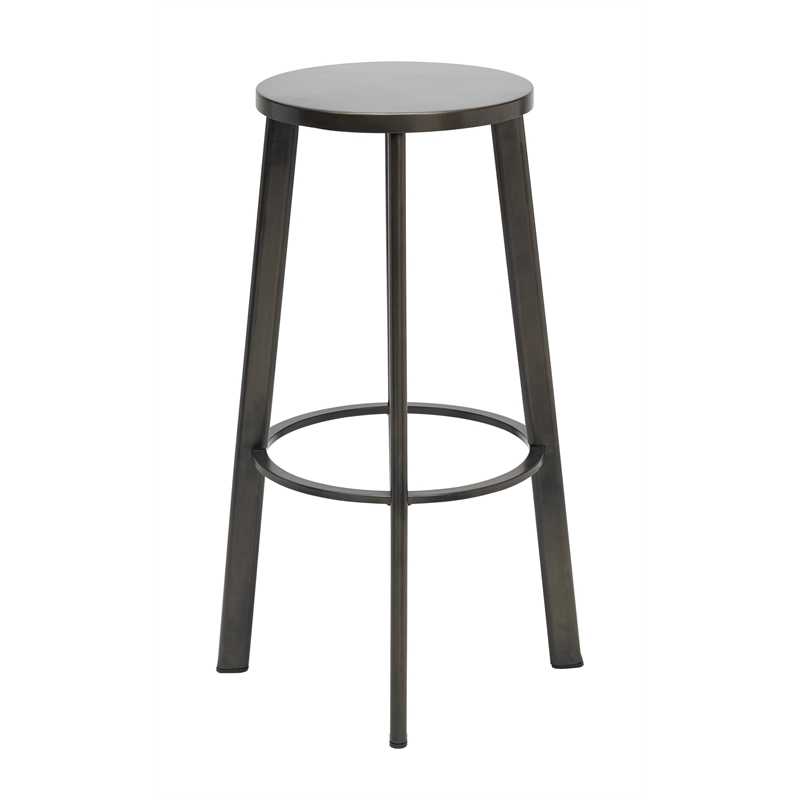 KFI Metro Barstool - 30in H - Steel(Silver) Seat
