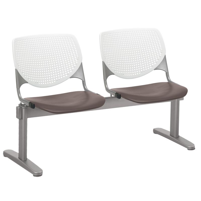 KFI KOOL 2 Seats Reception Bench - White Backs - Brownstone Seats