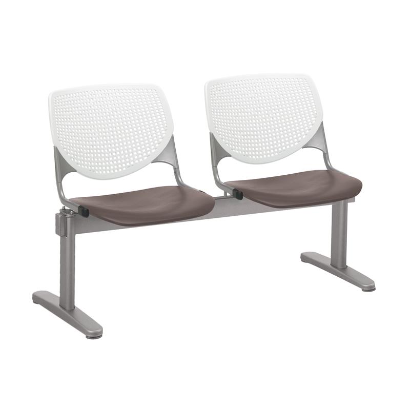 KFI KOOL 2 Seats Reception Bench - White Backs - Brownstone Seats