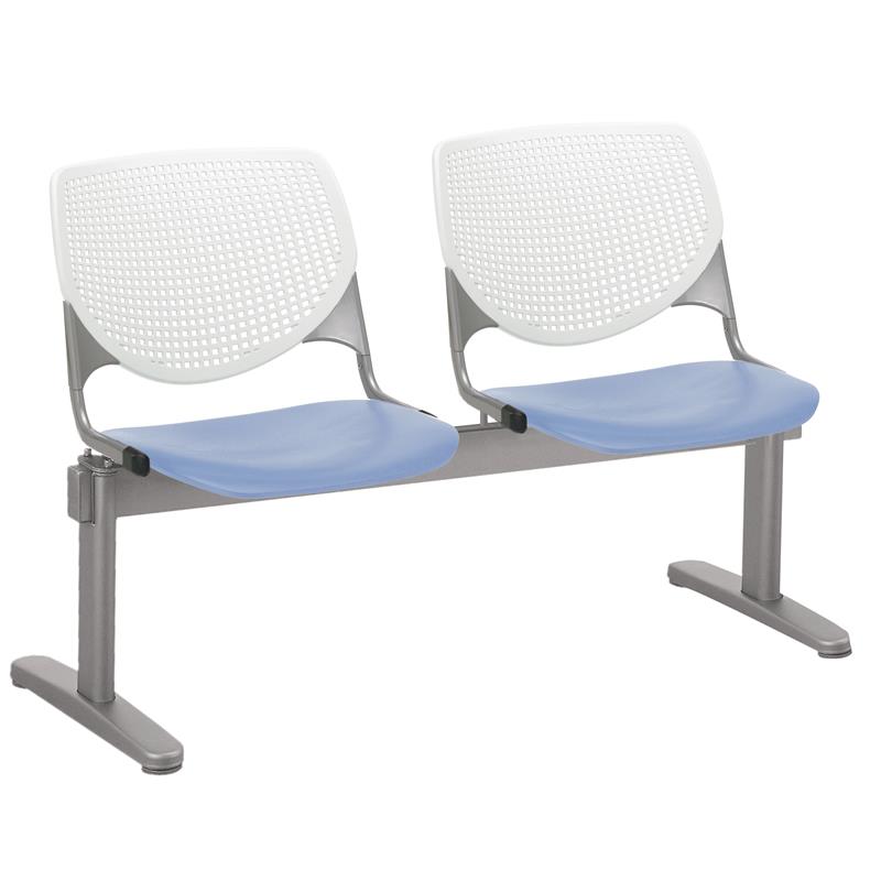 KFI KOOL 2 Seats Reception Bench - White Backs - Peri Blue Seats