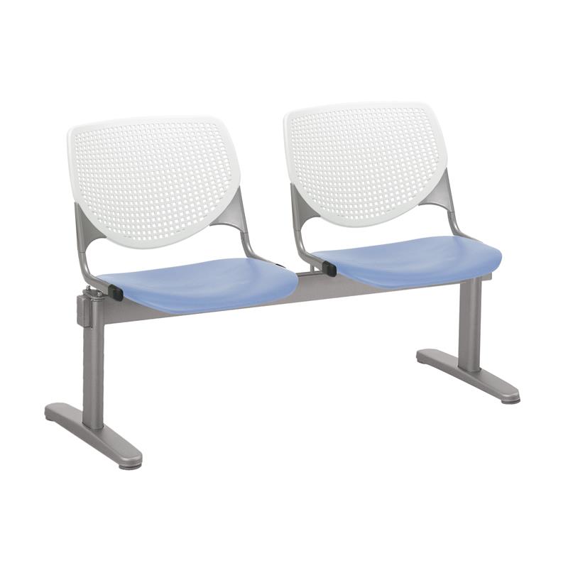 KFI KOOL 2 Seats Reception Bench - White Backs - Peri Blue Seats
