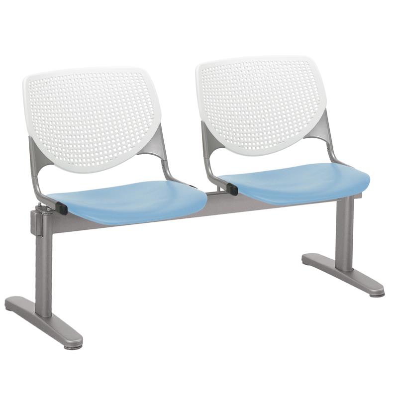 KFI KOOL 2 Seats Reception Bench - White Backs - Sky Blue Seats