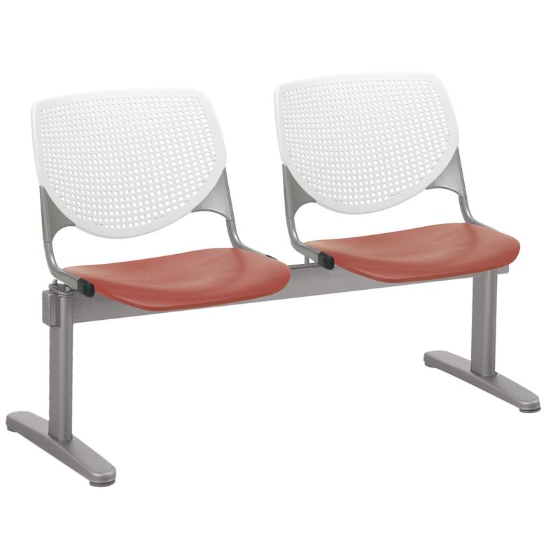 KFI KOOL 2 Seats Reception Bench - White Backs - Coral Seats