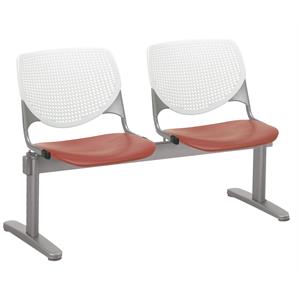 KFI KOOL 2 Seats Reception Bench - White Backs - Coral Seats