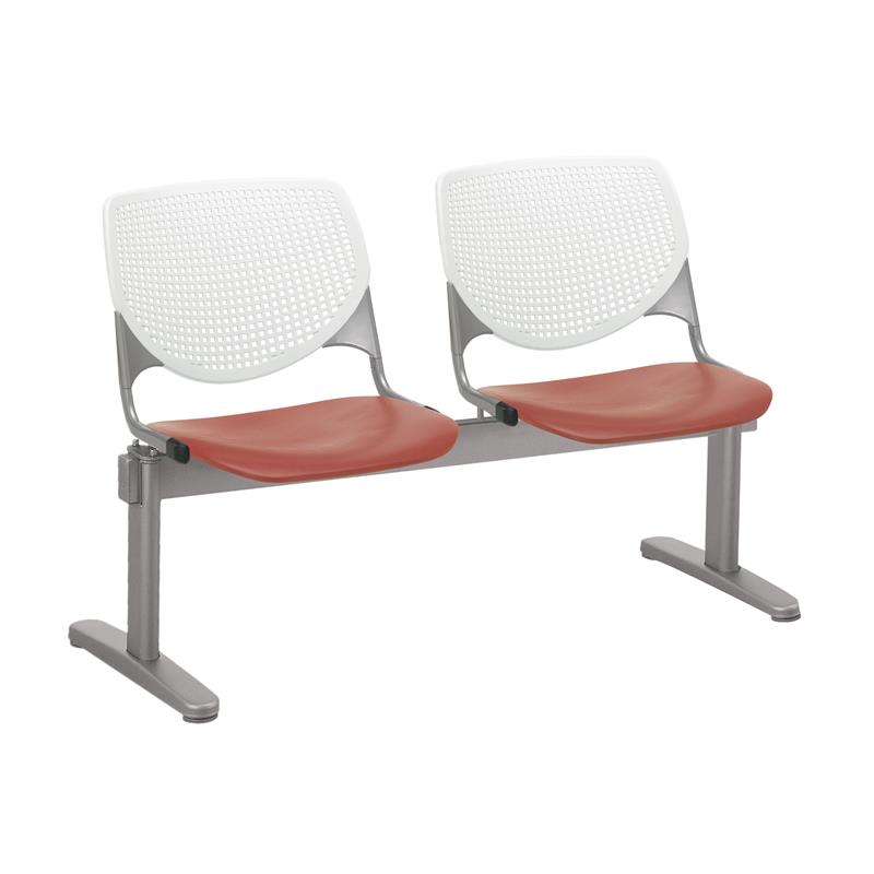 KFI KOOL 2 Seats Reception Bench - White Backs - Coral Seats