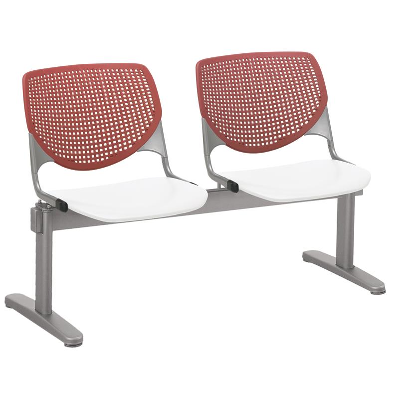 KFI KOOL 2 Seats Reception Bench - Coral Backs - White Seats