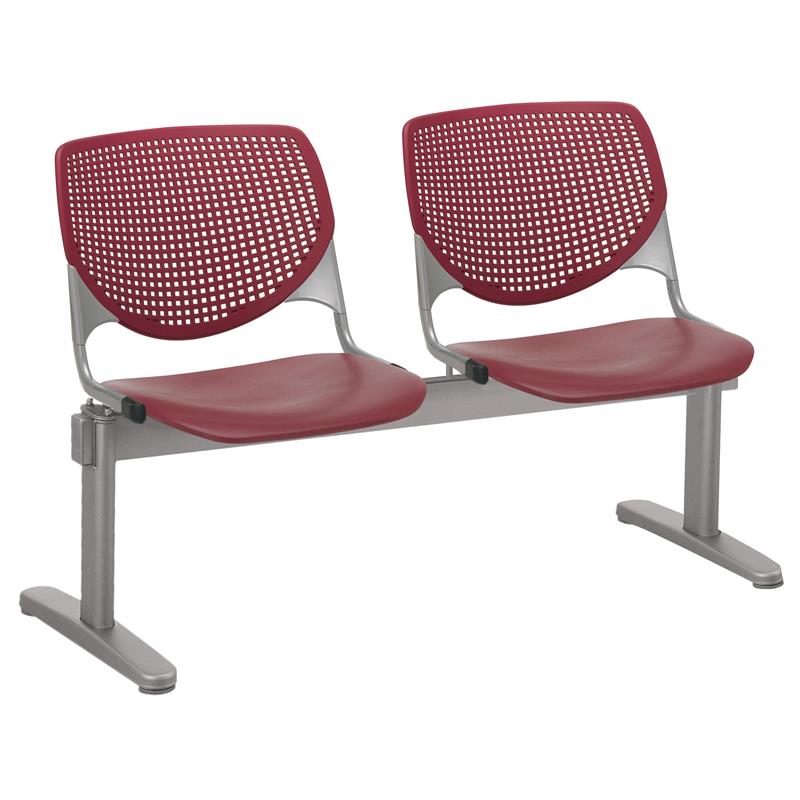 KFI KOOL Polyurethane 2 Seats Reception Bench in Burgundy Red