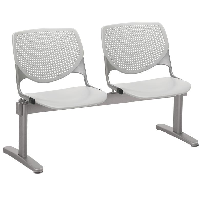 KFI KOOL Polyurethane Fabric 2 Seats Reception Bench in Light Gray Finish