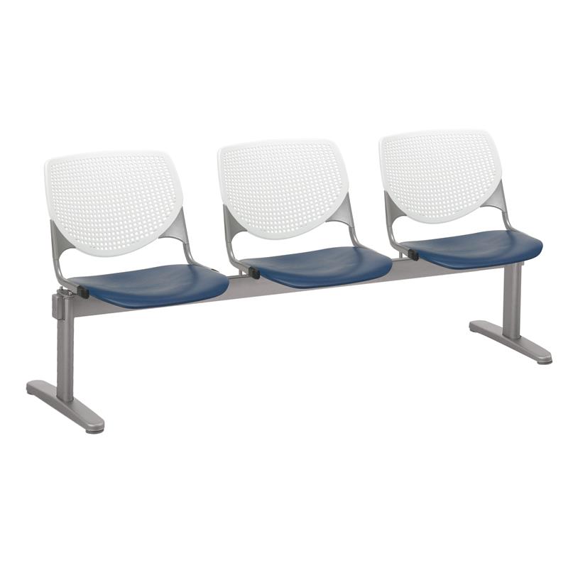KFI KOOL 3 Seats Reception Bench - White Backs - Navy Seats