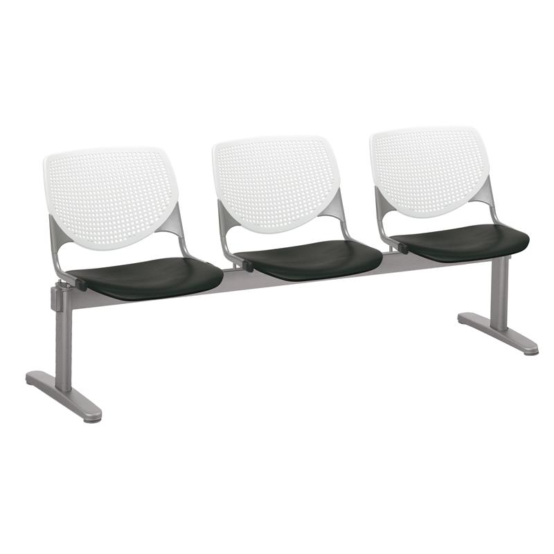 KFI KOOL Polyurethane 3 Seats Reception Bench in White/Black