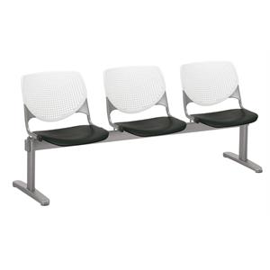 KFI KOOL Polyurethane 3 Seats Reception Bench in White/Black