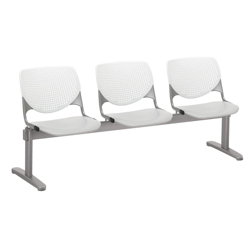 KFI KOOL Polyurethane 3 Seats Reception Bench in White/Light Gray