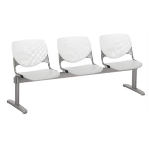 KFI KOOL Polyurethane 3 Seats Reception Bench in White/Light Gray