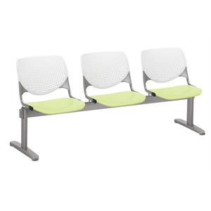 KFI KOOL Polyurethane 3 Seats Reception Bench in White/Lime Green