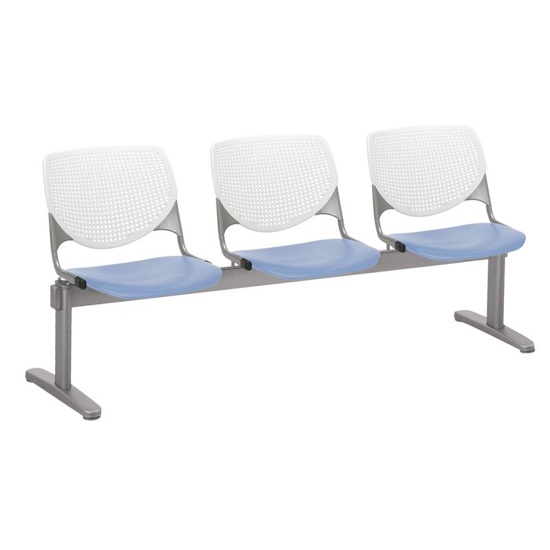 KFI KOOL 3 Seats Reception Bench - White Backs - Peri Blue Seats