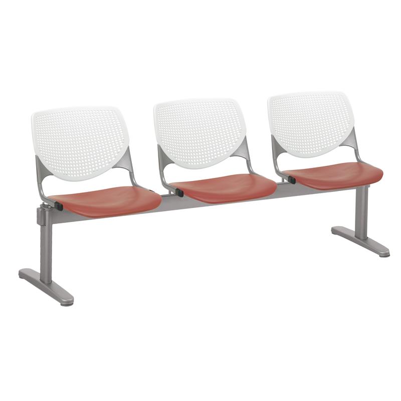 KFI KOOL 3 Seats Reception Bench - White Backs - Coral Seats