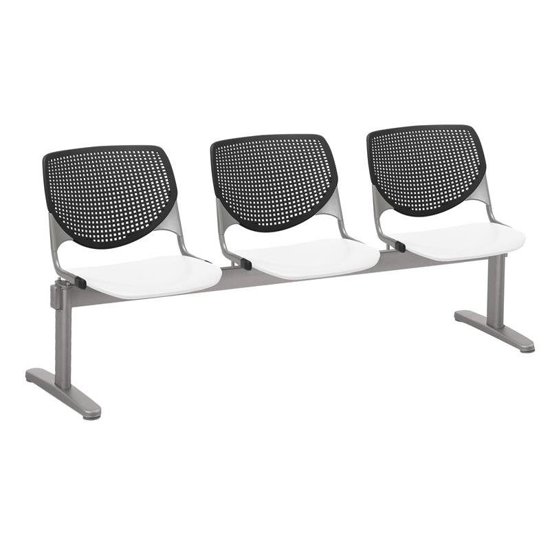 KFI KOOL Polyurethane 3 Seats Reception Bench in Black/White