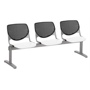 KFI KOOL Polyurethane 3 Seats Reception Bench in Black/White