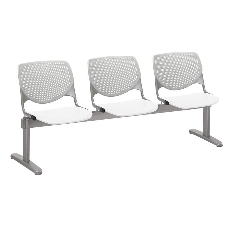 KFI KOOL Polyurethane 3 Seats Reception Bench in Light Gray/White