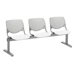 KFI KOOL Polyurethane 3 Seats Reception Bench in Light Gray/White
