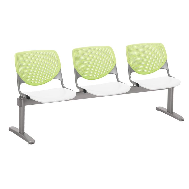 KFI KOOL Polyurethane 3 Seats Reception Bench in Lime Green/White