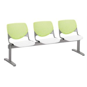 KFI KOOL Polyurethane 3 Seats Reception Bench in Lime Green/White