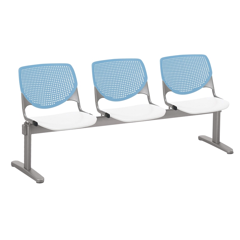 KFI KOOL Polyurethane 3 Seats Reception Bench in Sky Blue/White