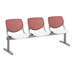 KFI KOOL 3 Seats Reception Bench - Coral Backs - White Seats