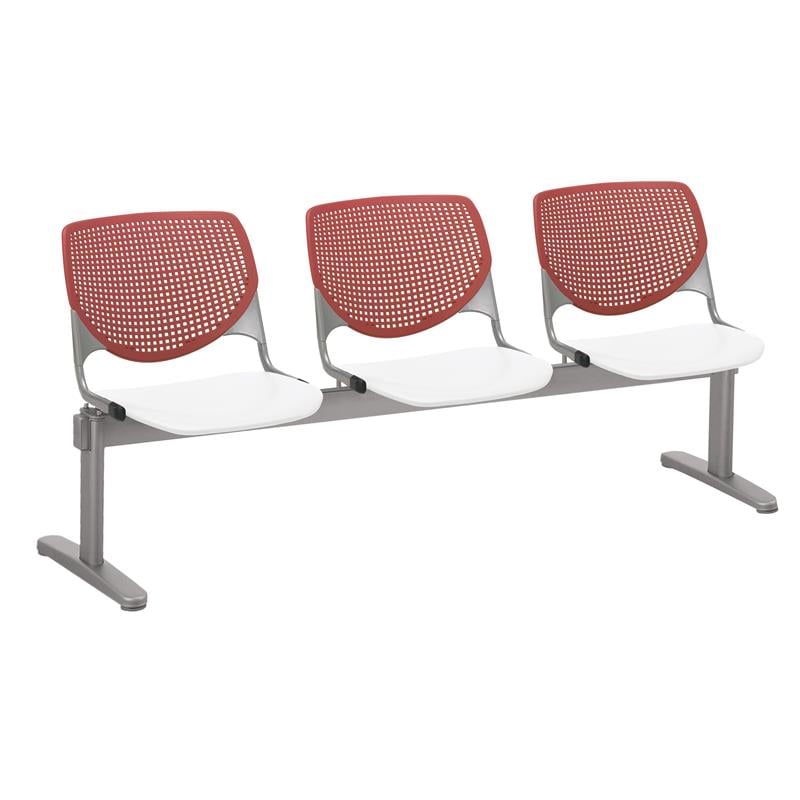 KFI KOOL 3 Seats Reception Bench - Coral Backs - White Seats